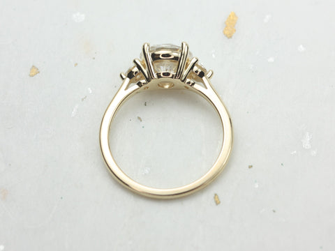 2ct Colette 8mm 14kt Gold Moissanite Diamonds Round Three Stone Ring - Rosados Box