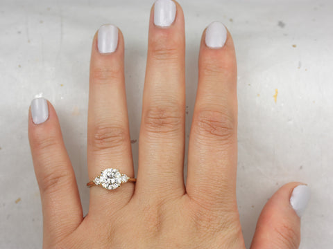 2ct Colette 8mm 14kt Gold Moissanite Diamonds Round Three Stone Ring - Rosados Box