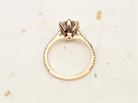 2ct Dora 8mm 14kt Moissanite Diamonds Round Solitaire With Accents Ring - Rosados Box