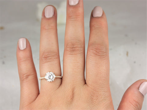 2ct Dora 8mm 14kt Moissanite Diamonds Round Solitaire With Accents Ring - Rosados Box