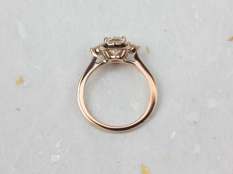 1.50cts Britney 8x6mm 14kt Moissanite Diamonds Unique Oval Halo Ring - Rosados Box