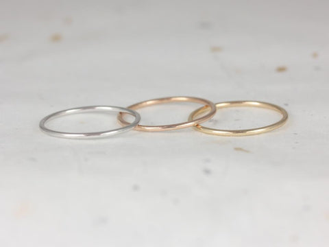 Rainbow Wire 1mm 14kt Gold Ultra Thin Stacking Ring - Rosados Box