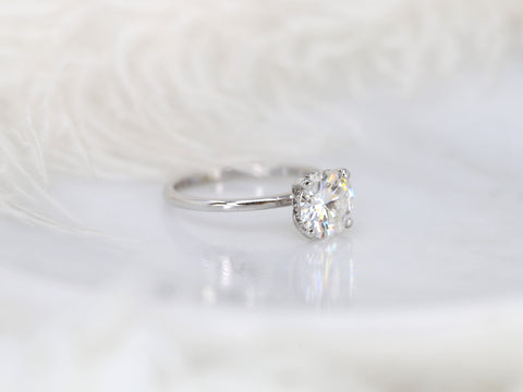 2ct Sandra 8mm 14kt White Gold Moissanite Diamond Hidden Halo Round Solitaire Ring - Rosados Box