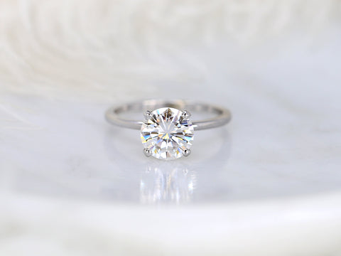 2ct Sandra 8mm 14kt White Gold Moissanite Diamond Hidden Halo Round Solitaire Ring - Rosados Box