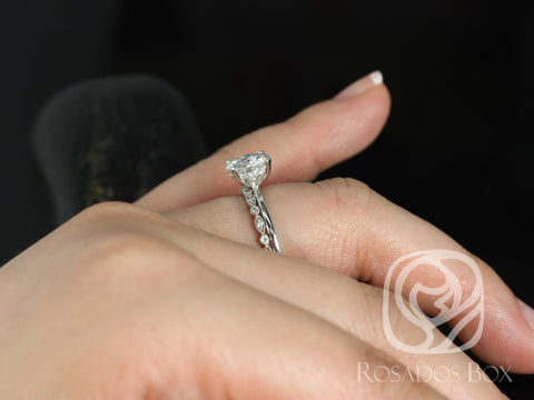 2ct Sandra 8mm & Gwen 14kt Moissanite Diamond Art Deco Round Solitaire Bridal Set - Rosados Box