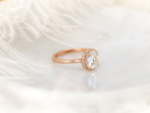 2.25ct Shannon 8.5mm 14kt Gold Moissanite Diamond Round Halo Ring - Rosados Box