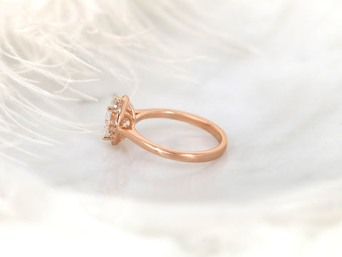 2.25ct Shannon 8.5mm 14kt Gold Moissanite Diamond Round Halo Ring - Rosados Box