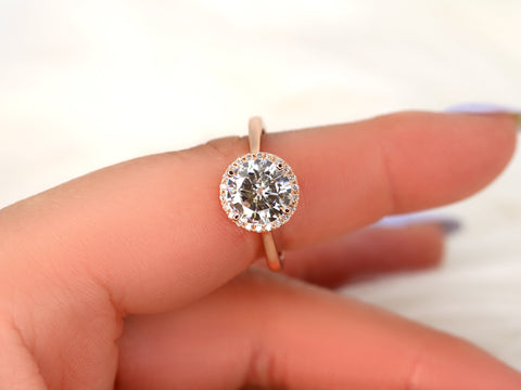2.25ct Shannon 8.5mm 14kt Gold Moissanite Diamond Round Halo Ring - Rosados Box