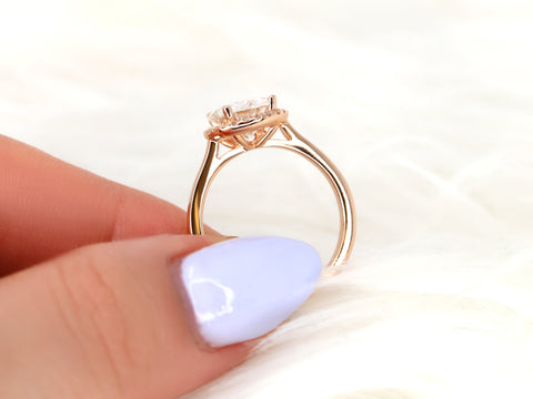 2.25ct Shannon 8.5mm 14kt Gold Moissanite Diamond Round Halo Ring - Rosados Box