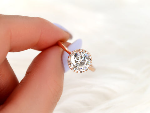 2.25ct Shannon 8.5mm 14kt Gold Moissanite Diamond Round Halo Ring - Rosados Box
