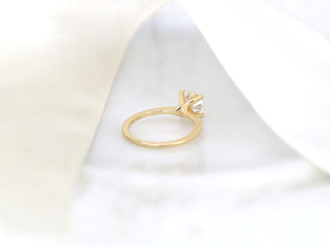 1.50ct Ready to Ship Skinny Alberta 7.5mm 14kt Gold Moissanite Round Solitaire Ring - Rosados Box