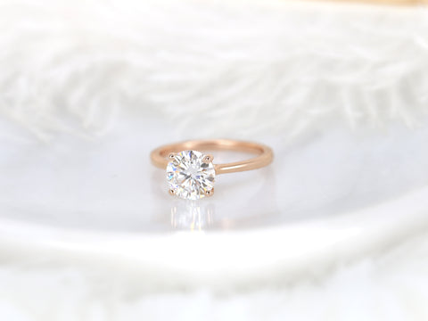 2ct Skinny Flora 8mm 14kt Moissanite Round Solitaire Ring - Rosados Box