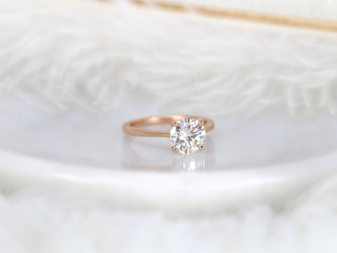 2ct Skinny Flora 8mm 14kt Moissanite Cinched Round Solitaire Ring - Rosados Box