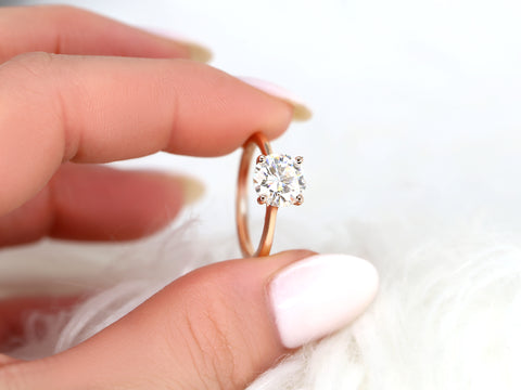 2ct Skinny Flora 8mm 14kt Moissanite Cinched Round Solitaire Ring - Rosados Box