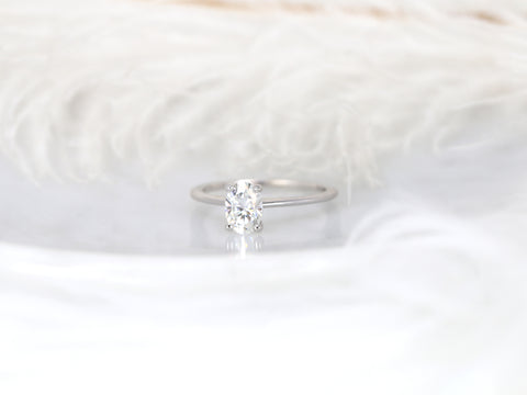 1ct Skinny Rhonda 7x5mm 14kt Gold Moissanite Dainty Oval Solitaire Ring - Rosados Box