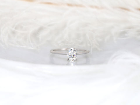 1ct Skinny Rhonda 7x5mm 14kt Gold Moissanite Dainty Oval Solitaire Ring - Rosados Box