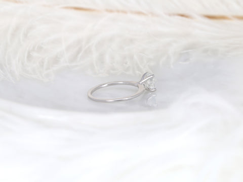 1ct Skinny Rhonda 7x5mm 14kt Gold Moissanite Dainty Oval Solitaire Ring - Rosados Box