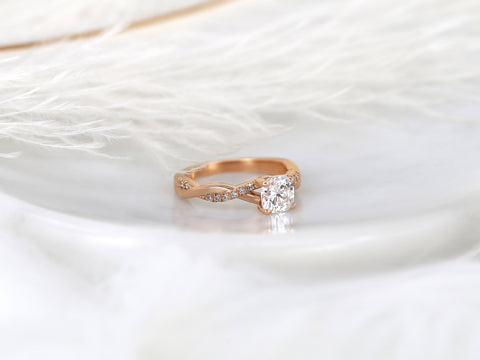 1ct Tressa 6mm 14kt Gold Moissanite Diamond Twisted Solitaire with Accents Ring - Rosados Box