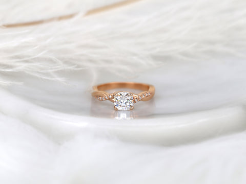1ct Tressa 6mm 14kt Gold Moissanite Diamond Twisted Solitaire with Accents Ring - Rosados Box