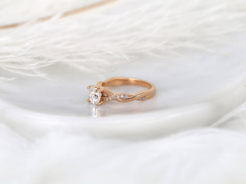 1ct Tressa 6mm 14kt Gold Moissanite Diamond Twisted Solitaire with Accents Ring - Rosados Box