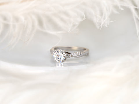 1.25ct Tyra 7mm 14kt Gold Moissanite Diamond Crossover Entwined Round Solitaire Ring - Rosados Box