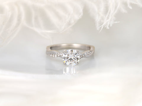 1.25ct Tyra 7mm 14kt Gold Moissanite Diamond Crossover Entwined Round Solitaire Ring - Rosados Box