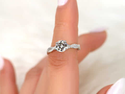 1.25ct Tyra 7mm 14kt Gold Moissanite Diamond Crossover Entwined Round Solitaire Ring - Rosados Box