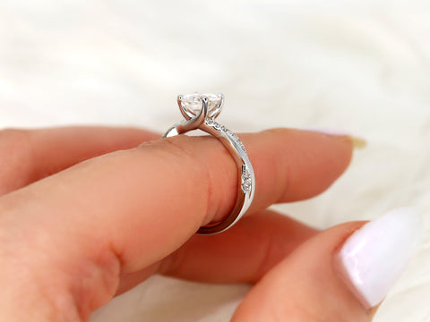 1.25ct Tyra 7mm 14kt Gold Moissanite Diamond Crossover Entwined Round Solitaire Ring - Rosados Box