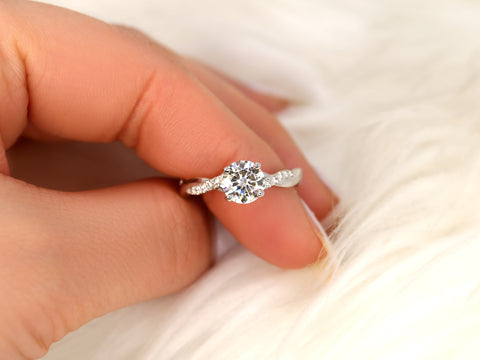 1.25ct Tyra 7mm 14kt Gold Moissanite Diamond Crossover Entwined Round Solitaire Ring - Rosados Box