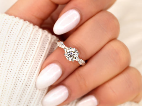 1.25ct Tyra 7mm 14kt Gold Moissanite Diamond Crossover Entwined Round Solitaire Ring - Rosados Box