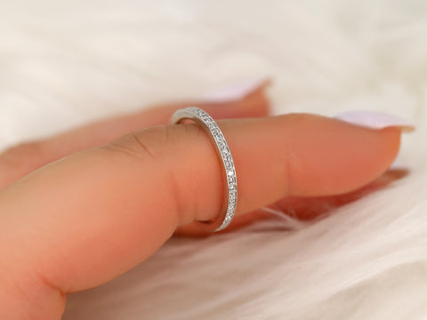 Victoria 14kt WITHOUT Milgrain Diamond ALMOST Eternity Ring - Rosados Box