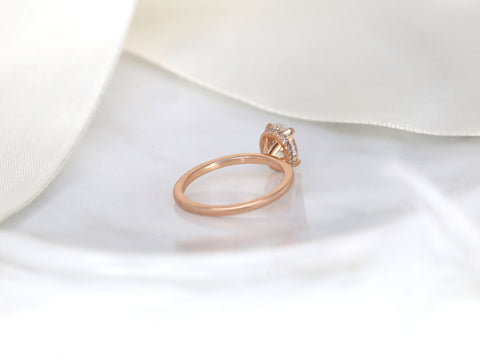 1.50ct Viola 8x6mm 14kt Gold Moissanite Diamond Scarf Oval Halo Ring - Rosados Box