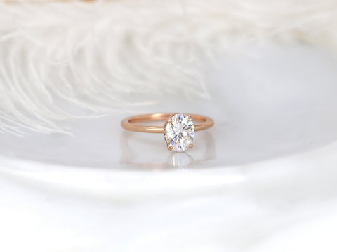1.50ct Viola 8x6mm 14kt Gold Moissanite Diamond Scarf Oval Halo Ring - Rosados Box