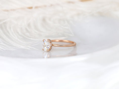 1.50ct Ready To Ship Viola 8x6mm 14kt Rose Gold Moissanite Diamond Oval Hidden Halo Ring - Rosados Box