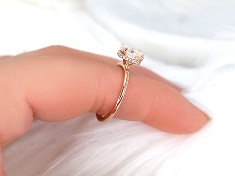 1.50ct Viola 8x6mm 14kt Gold Moissanite Diamond Scarf Oval Halo Ring - Rosados Box