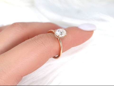 1.50ct Viola 8x6mm 14kt Gold Moissanite Diamond Scarf Oval Halo Ring - Rosados Box