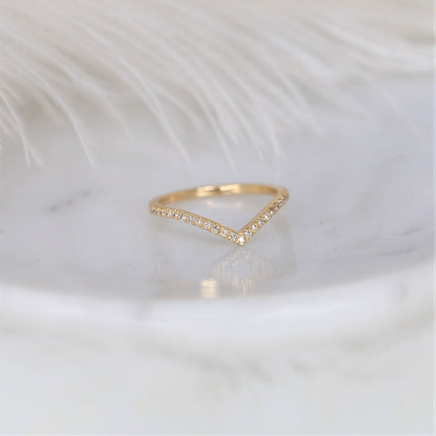 Chevy 2.0 14kt Gold Pave Diamond Chevron Nesting Ring - Rosados Box