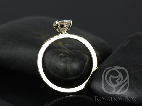 1ct Gigi 6.5mm 14kt Gold Moissanite Diamond Short-Stop Dainty Round Solitaire with Accents Ring - Rosados Box