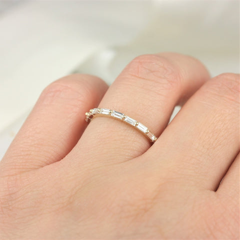 Blix 14kt Gold Baguette Diamond HALFWAY Eternity Ring - Rosados Box