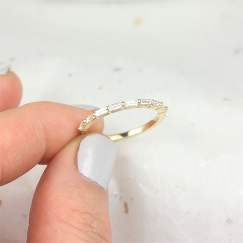 Blix 14kt Gold Baguette Diamond HALFWAY Eternity Ring - Rosados Box