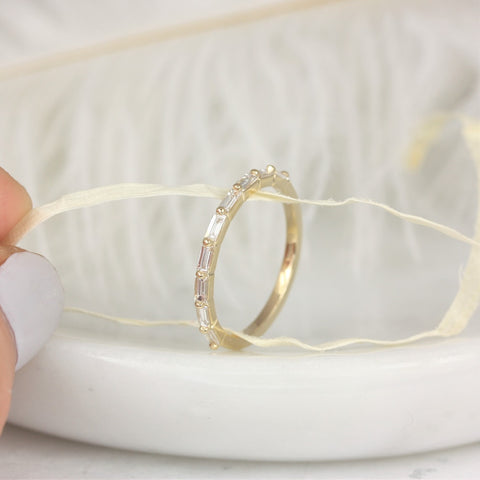 Blix 14kt Gold Baguette Diamond HALFWAY Eternity Ring - Rosados Box