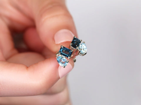 Gemini 14kt Blue Topaz Toi Et Moi Earrings - Rosados Box