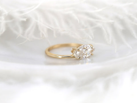 1.75ct Scarlett 12x6mm 14kt Moissanite Unique Marquise Solitaire Ring - Rosados Box