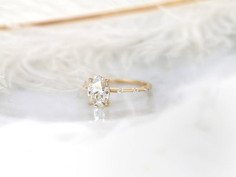 1.69ct Ready to Ship Alix 14kt Gold Diamond Dainty Minimalist Oval Solitaire Ring - Rosados Box