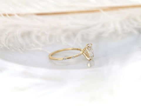 1.69ct Ready to Ship Alix 14kt Gold Diamond Dainty Minimalist Oval Solitaire Ring - Rosados Box