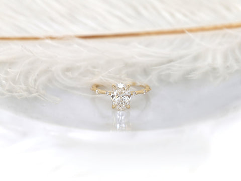 1.69ct Ready to Ship Alix 14kt Gold Diamond Dainty Minimalist Oval Solitaire Ring - Rosados Box