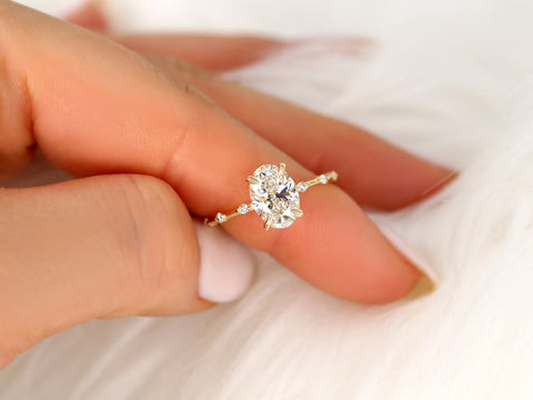 1.69ct Ready to Ship Alix 14kt Gold Diamond Dainty Minimalist Oval Solitaire Ring - Rosados Box