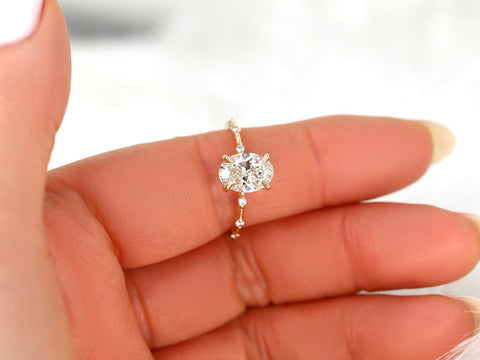 1.69ct Ready to Ship Alix 14kt Gold Diamond Dainty Minimalist Oval Solitaire Ring - Rosados Box