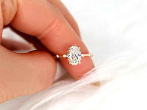 1.69ct Ready to Ship Alix 14kt Gold Diamond Dainty Minimalist Oval Solitaire Ring - Rosados Box