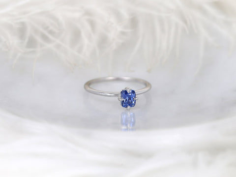 0.72ct Ready to Ship Rita 14kt White Gold Cornflower Sapphire Solitaire Ring - Rosados Box